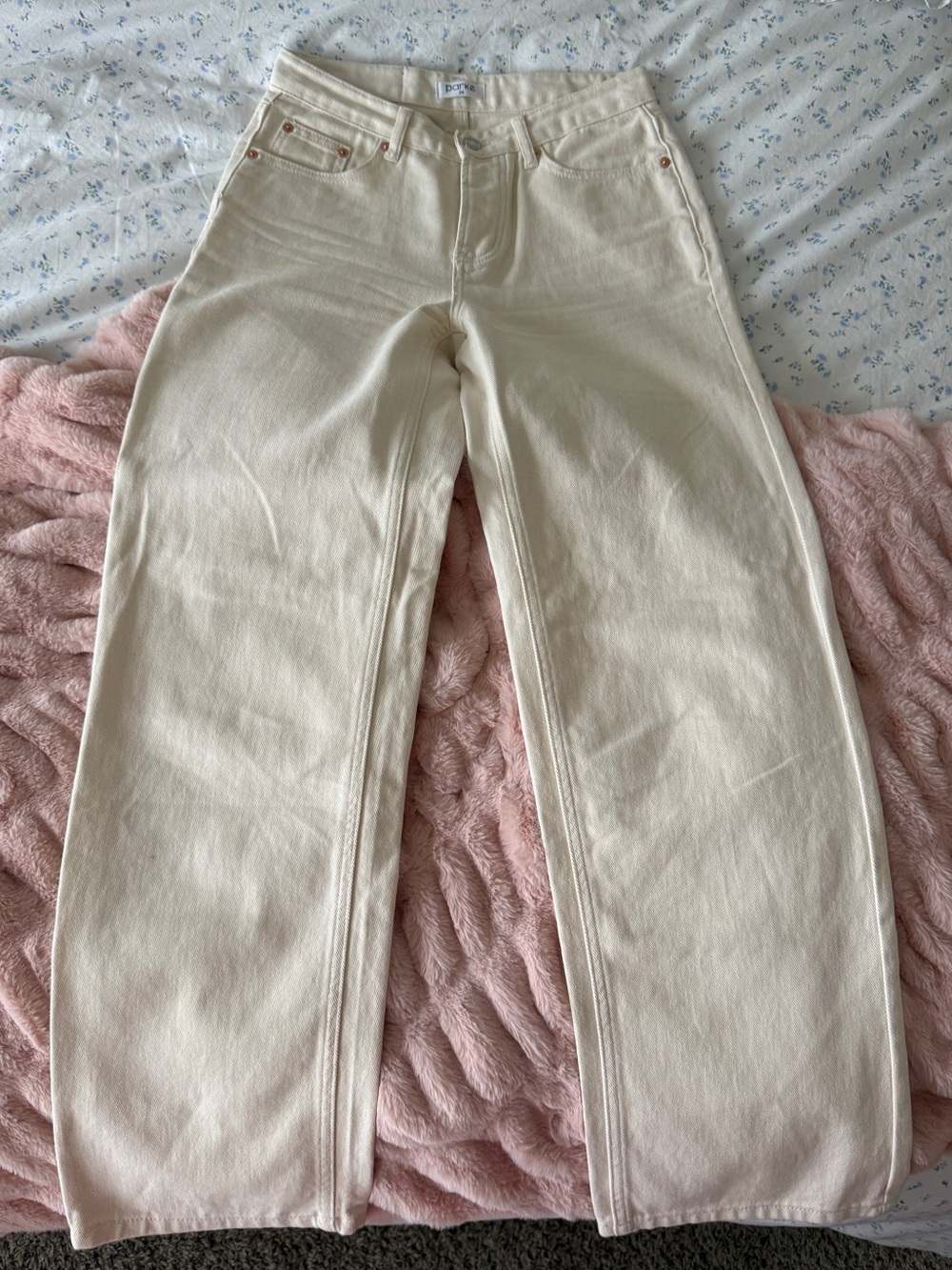 PARKE cream straight leg jeans